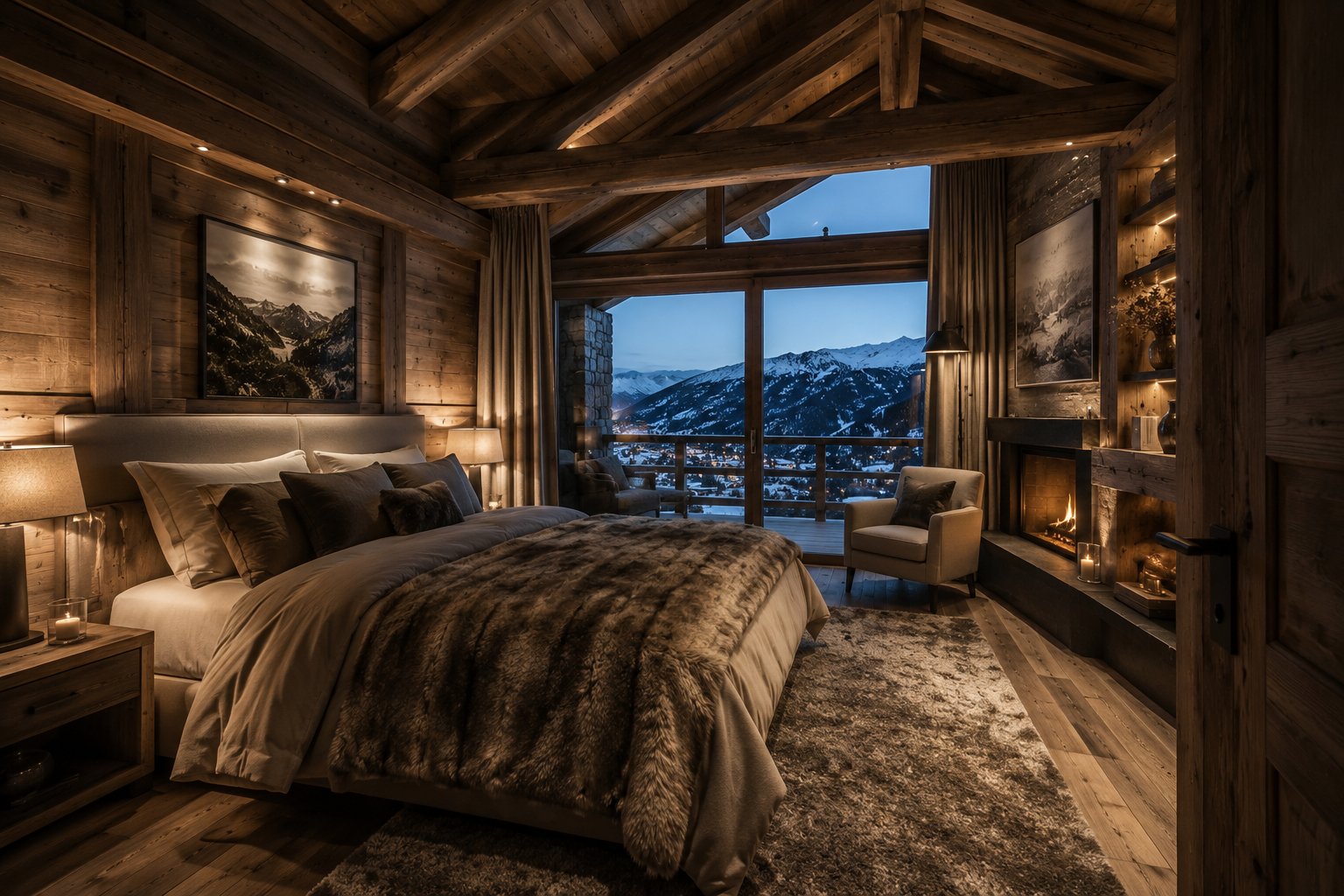 Rendu 3D chambre chalet - Megève, client privé