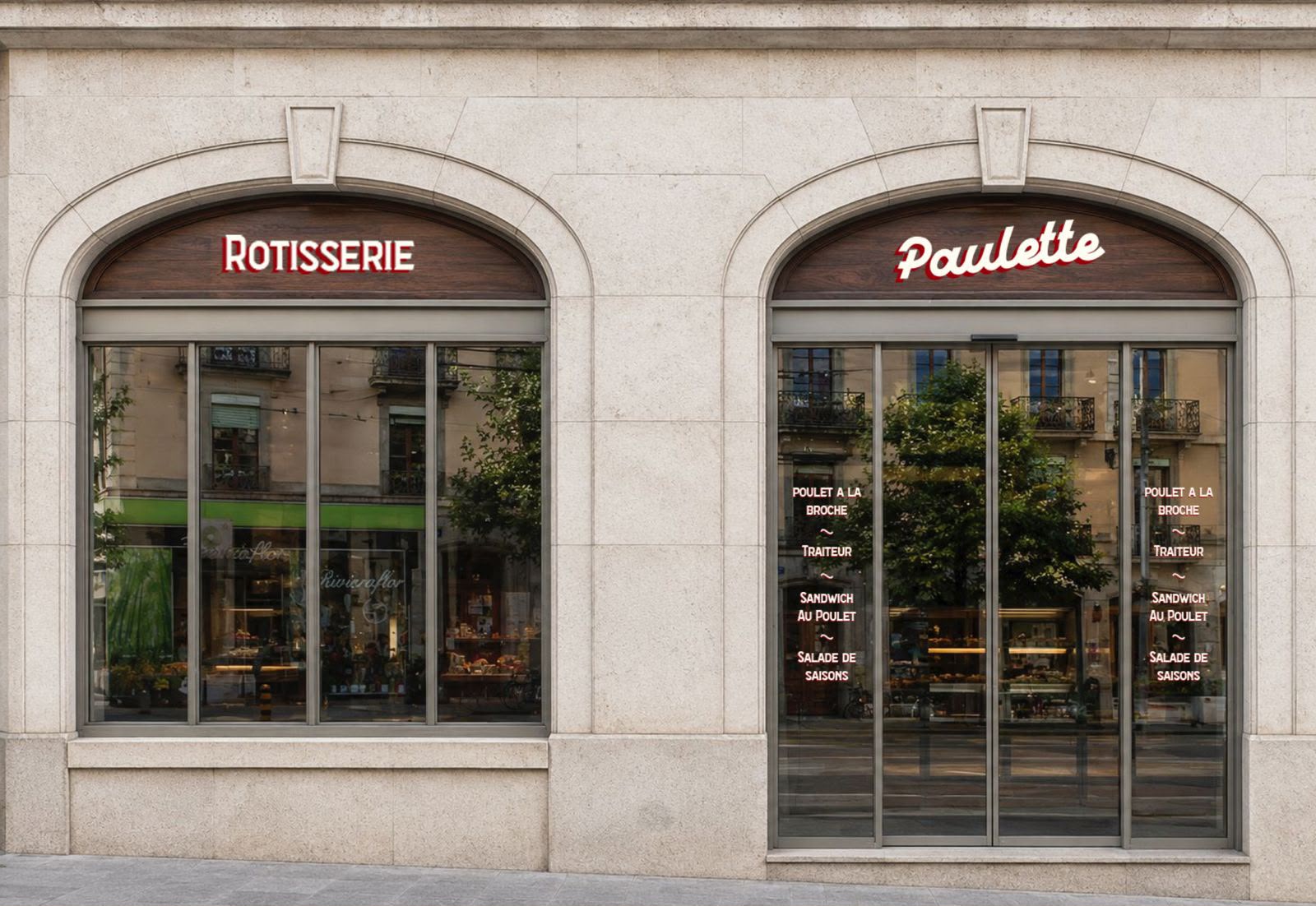 Rendu 3D façade devanture - Paulette, Terrassière, Genève