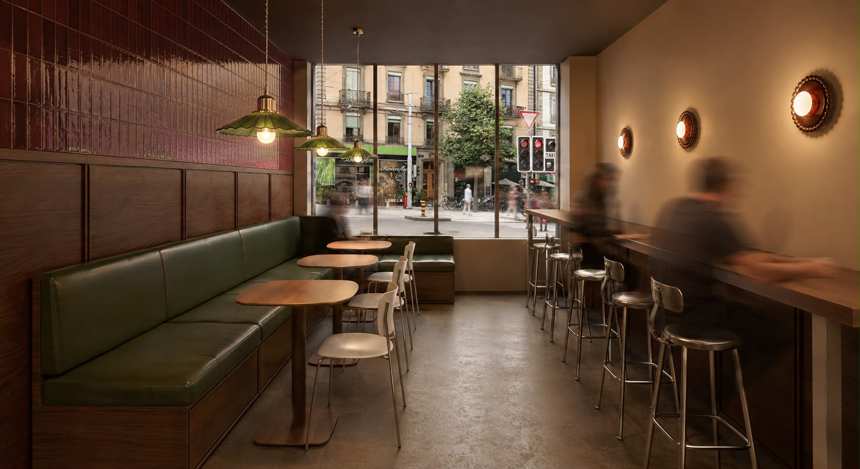 Rendu 3D salle café - Paulette, Terrassière, Genève